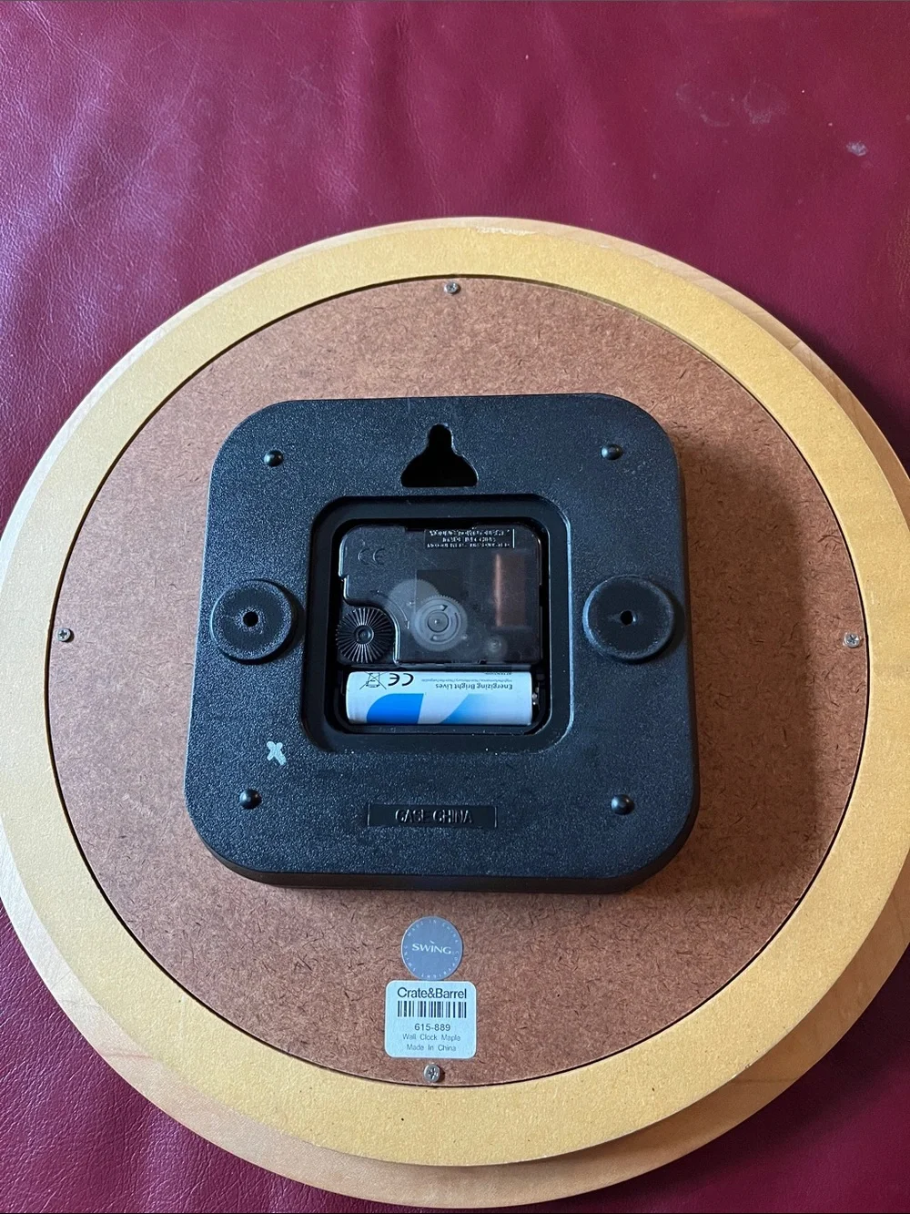 Wooden Round Wall Clock in Light Maple - from Crate&Barrel , working condition